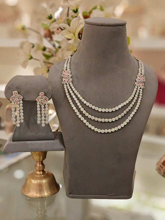 Bella three line necklace (Pink)