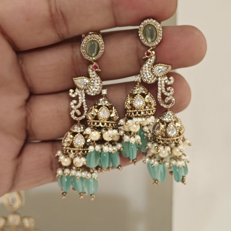 Mayur Designer Jhumka (Mint green )