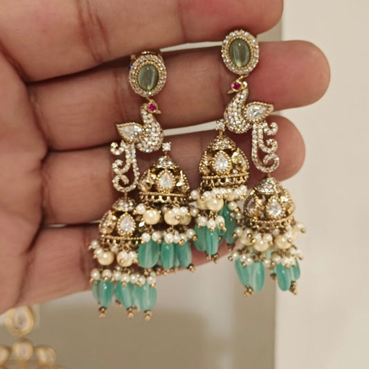 Mayur Designer Jhumka (Mint green )