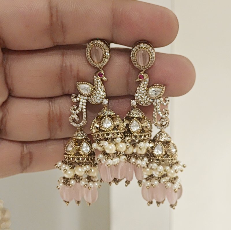 Mayur Designer jhumka (pink)