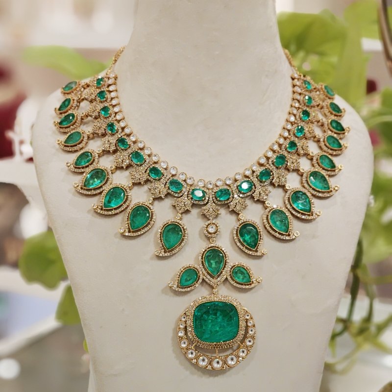 Aaravali doublet polki set (Green)