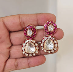 Amanat polki earrings (Red)