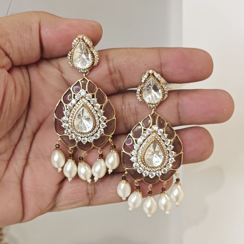 Ameena polki earrings (mouve)
