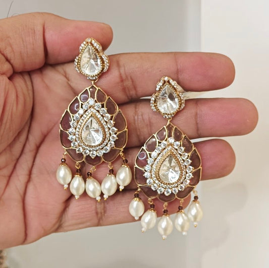 Ameena polki earrings (mouve)