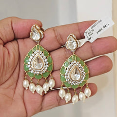Ameena polki earrings (mint green)