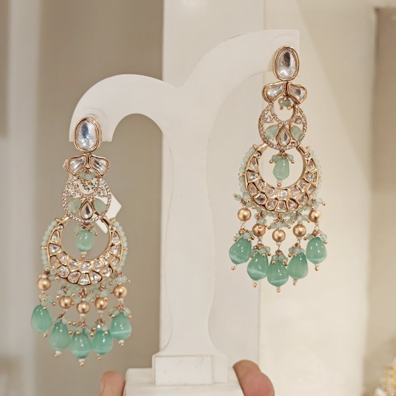 Varsha Polki chaandbali ( mint green )