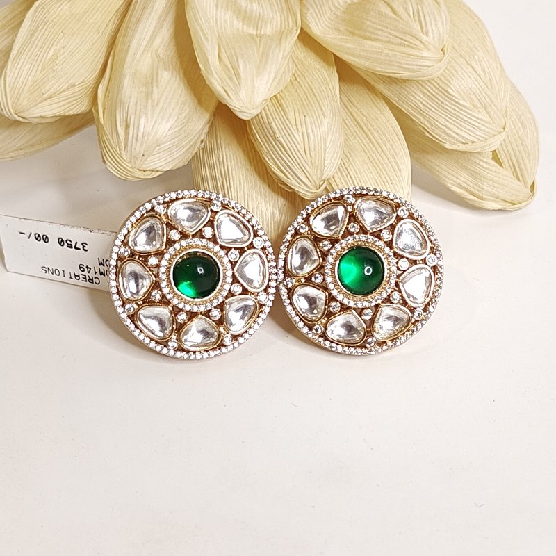 Swapna polki studs (green)