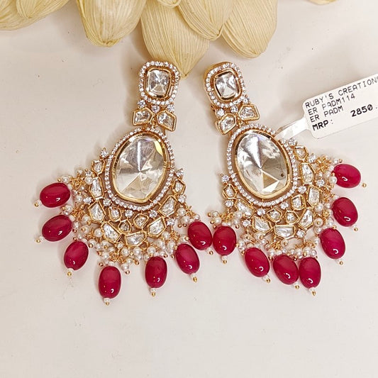 Aria polki earrings (Ruby Red)