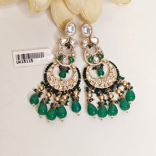 Varsha Polki chaandbali Peach