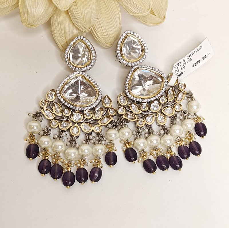 Ridhima Polki Chaandbali (Golden, Grey, Sliver, White)