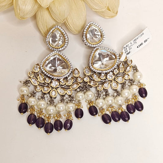 Ridhima Polki Chaandbali (Golden, Grey, Sliver, White)