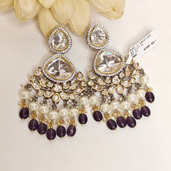 Ridhima Polki Chaandbali (Golden, Grey, Sliver, White)