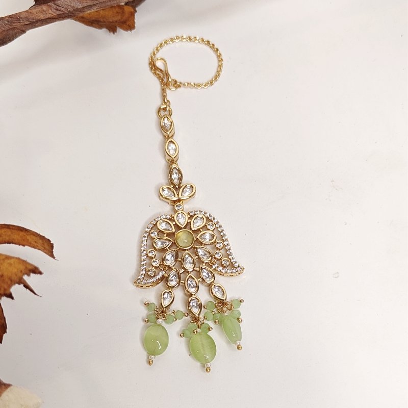 Fatima Polki Maangtikka (Red, Ruby)