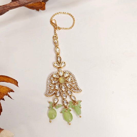 Fatima Polki Maangtikka (Red, Ruby)