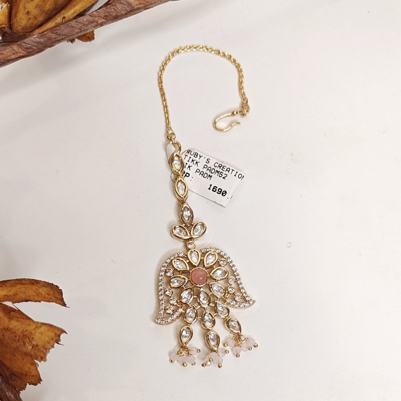 Fatima Polki Maangtikka (Pink)