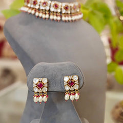 Devika Choker Set (ruby red)
