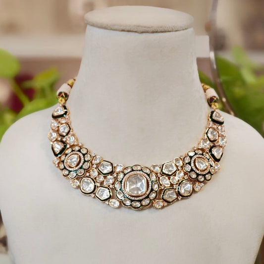 Rivayat Polki Neckline Set (blue)