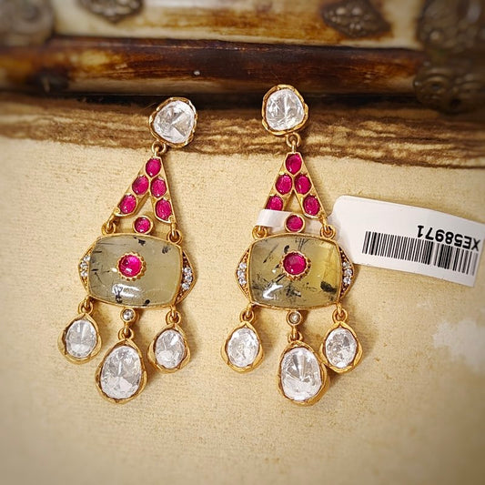 Aalekh uncut polki earrings (Red)