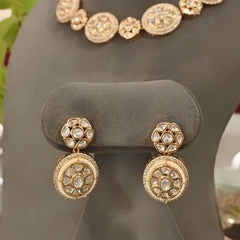 Chahat polki neckline set (Golden, Pearls)