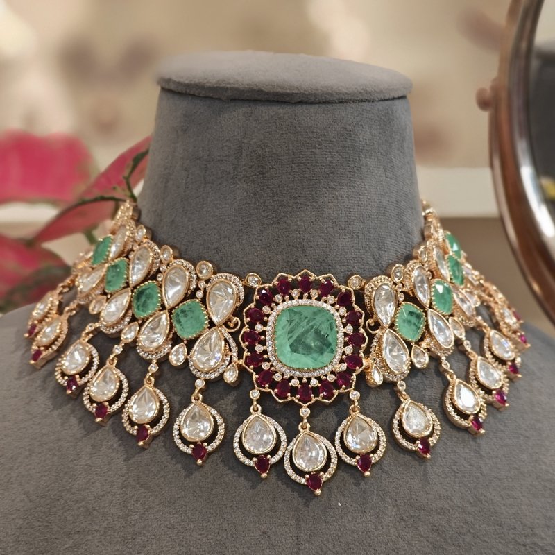 Alamelu uncut polki choker set