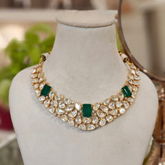 Carol Moissanite necklace set (Emerald green, Golden)