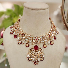Namrata Polki Necklace Set (Ruby Red)