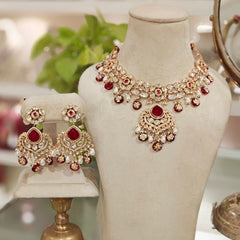 Namrata Polki Necklace Set (Ruby Red)