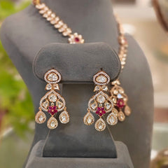 Elishaa Polki Pendent Set (Ruby Red)