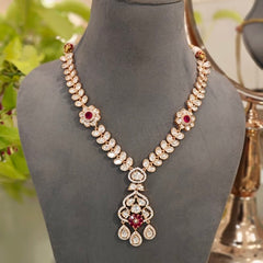 Elishaa Polki Pendent Set (Ruby Red)