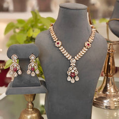 Elishaa Polki Pendent Set (Ruby Red)