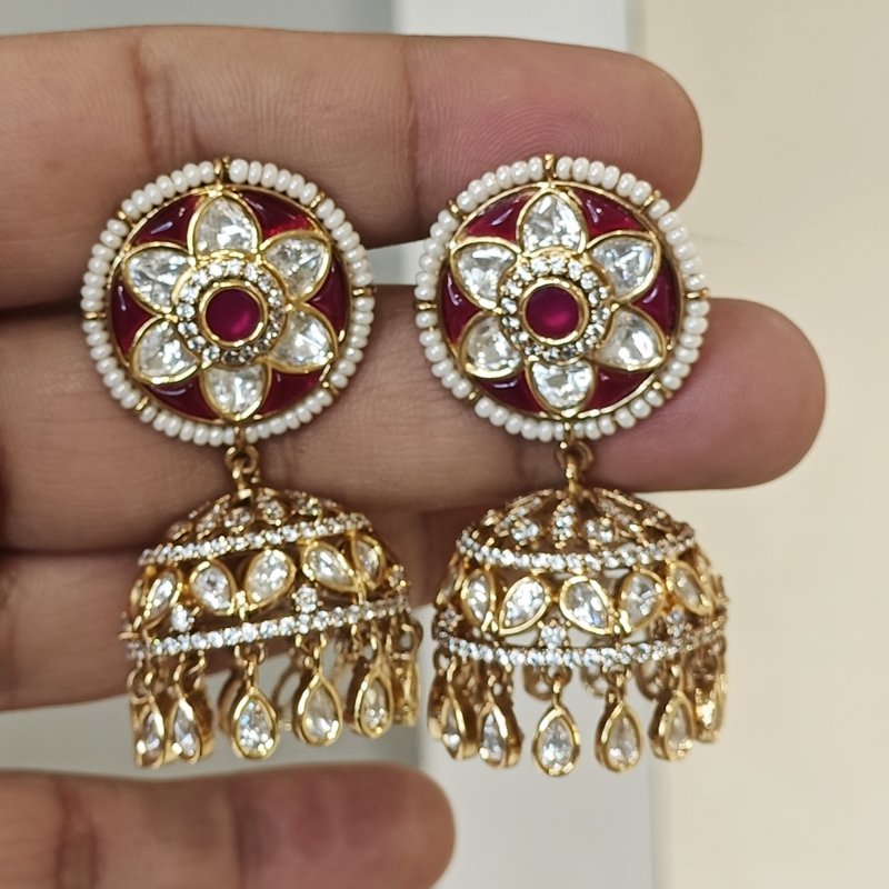 Lalitha polki jhumka (Ruby Red)