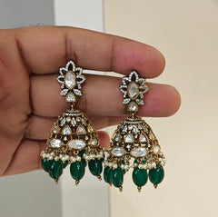Ira polki jhumka (Emerald green)