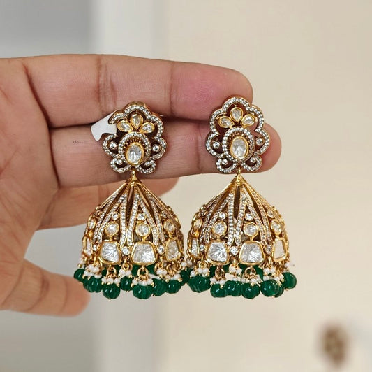 Swarnika Polki Jhumka (green)