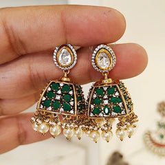 Aditi Polki Jhumka (Emerald green)