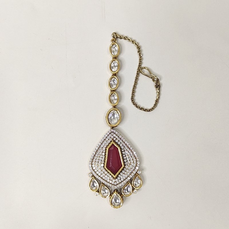 Miara Polki Maangtikka (Ruby Red)