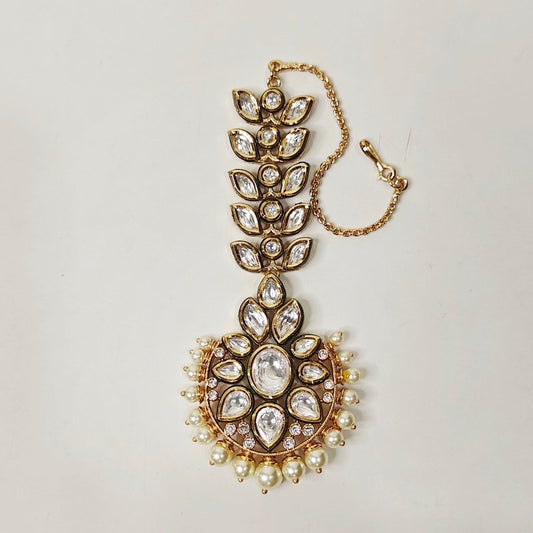 Aroona kundan polki maangtikka (Golden)
