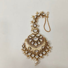 Atrangi kundan polki maangtikka (Golden, Pearls)