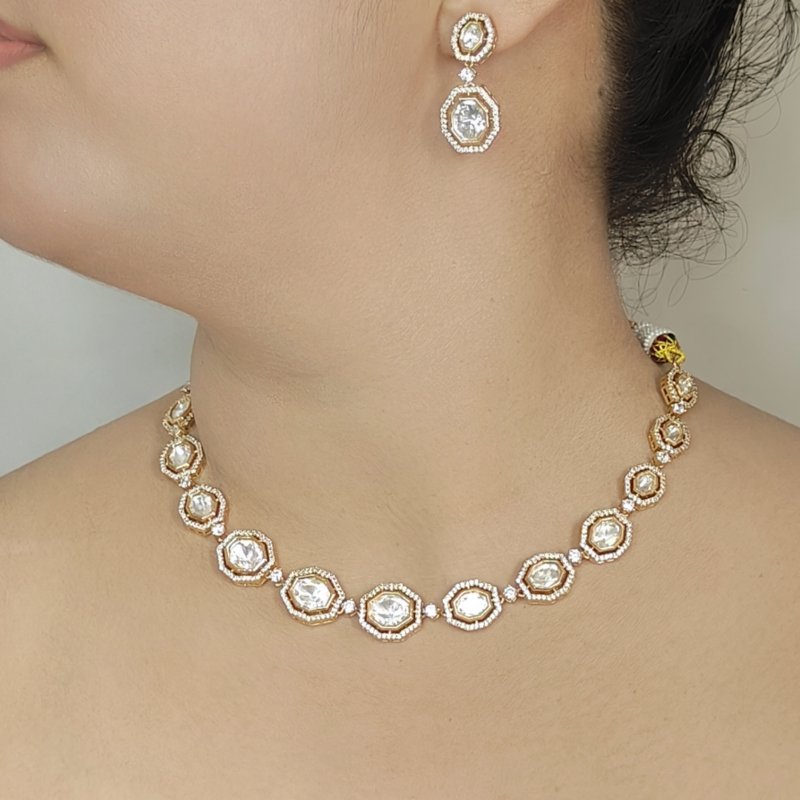 Hezal Polki Neckline set