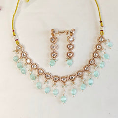 Azeen sea green Polki Set