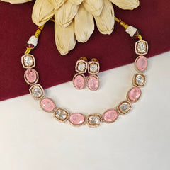 Binti Polki Neckline set (Golden, Pink)