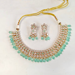 Gauhar mint green Neckline Set