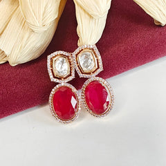 Binti Polki Neckline set (Golden, Ruby Red)