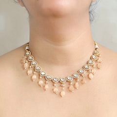 Azeen peach green Polki Set