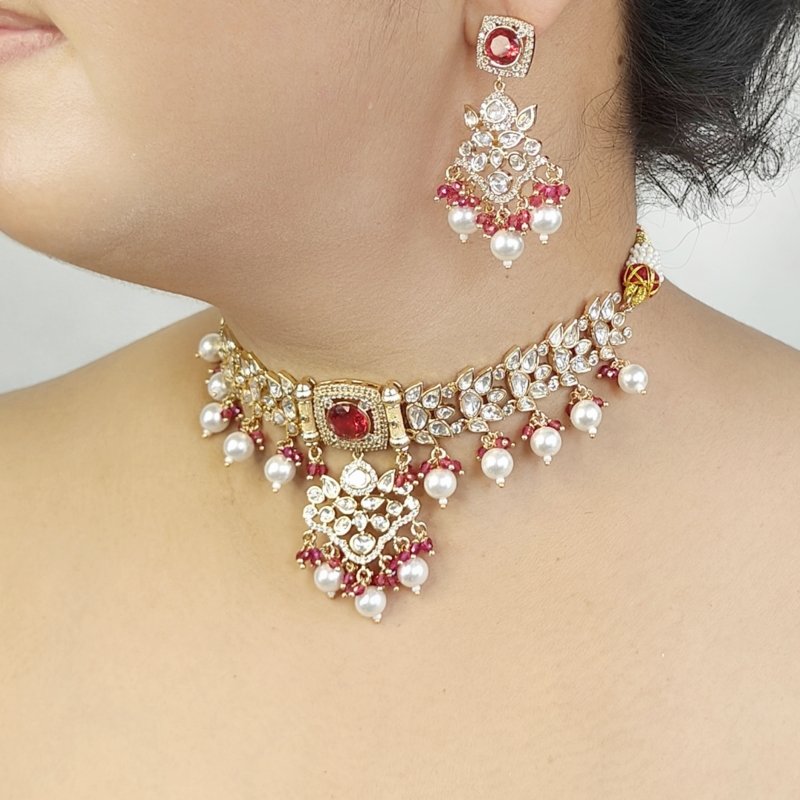 Siddhi choker set (22 kt gold plated)