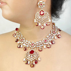 Namrata Polki Necklace Set (Ruby Red)