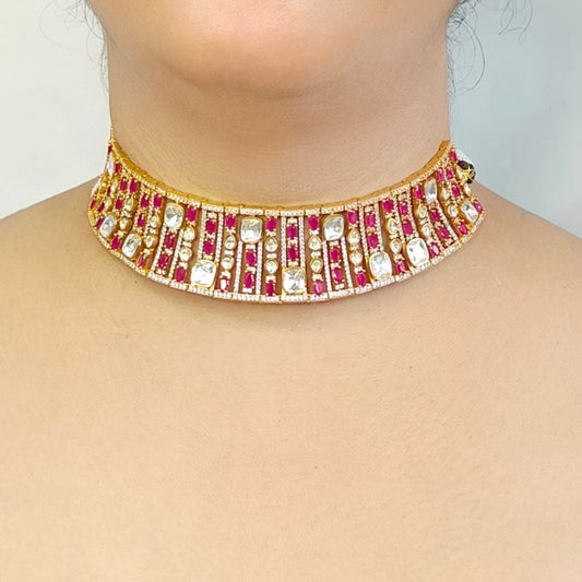 Neeru Moissanite polki choker