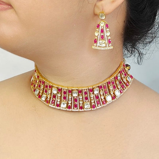 Neeru Moissanite polki choker