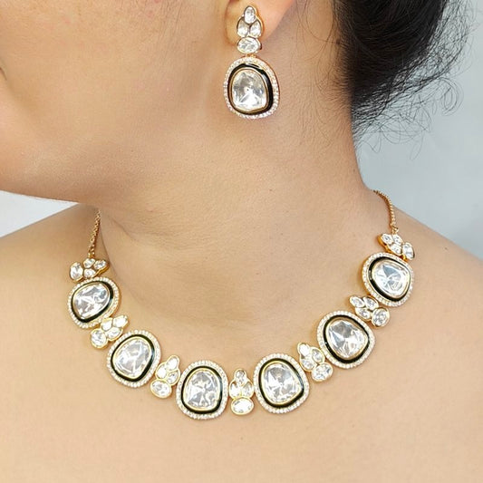 Amrutha Red Polki Necklace Set