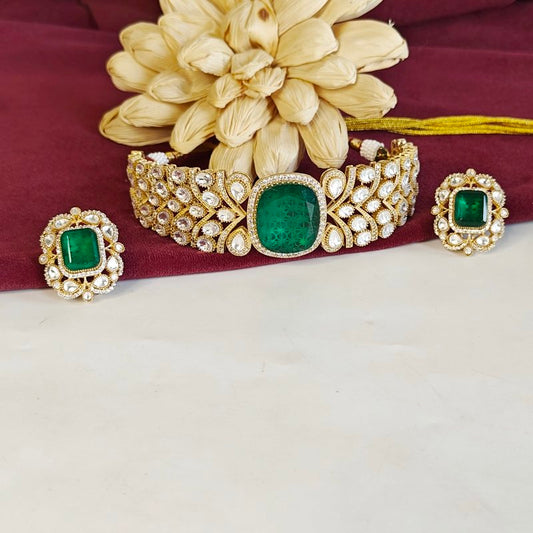 Sarika Moissanite polki choker