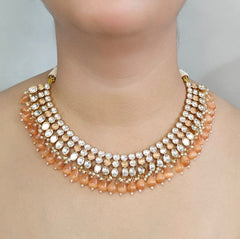 Gauhar peach Neckline Set